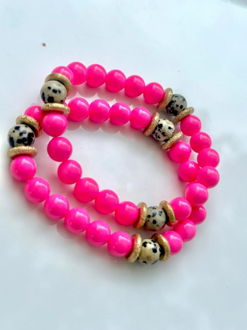 Hot pink beaded bracelet